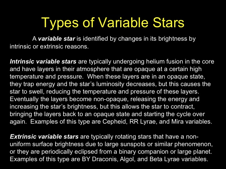 Types of Variable Stars