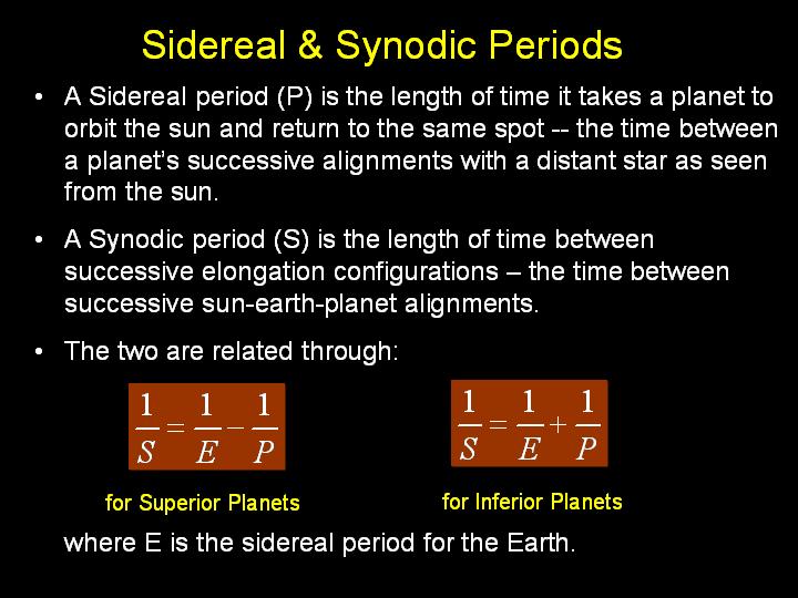Sidereal and Synodic Periods