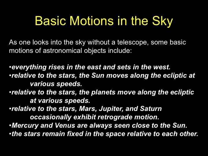 Basic Motions in the Sky
