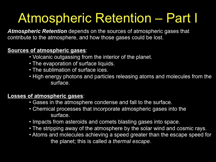 Atmospheric Retention, Part 1